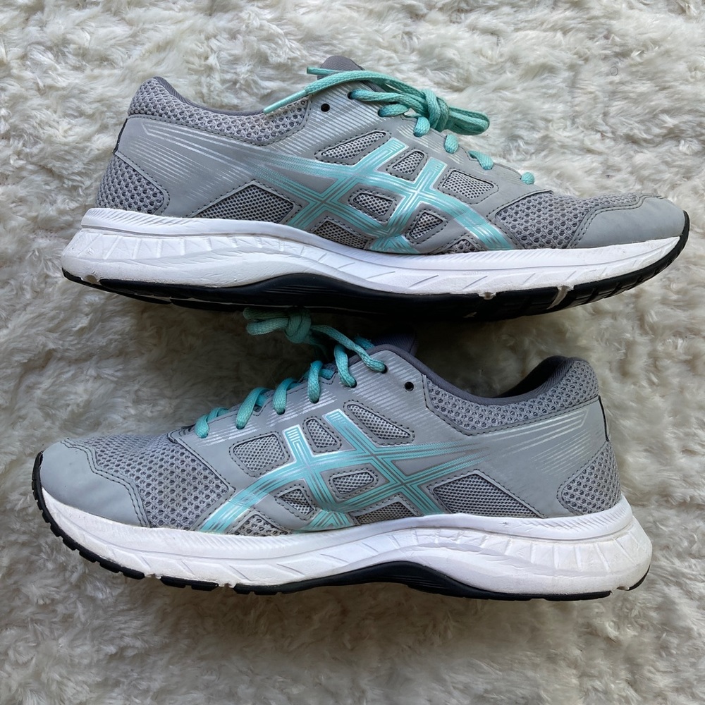 Asics, Gel Contend 5 Running Shoes, Grey, Green, Women's 9.5 Wide